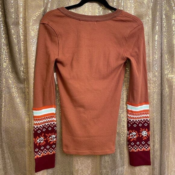 Free People Boho Long Sleeve Mikah Layering Sweater Autumn Combo Small NWT - Picture 3 of 8